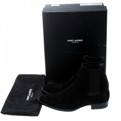 Saint Laurent Paris Black Suede Wyatt Chelsea Ankle Boots Size 41