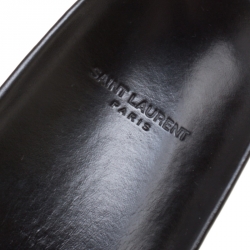 Saint Laurent Paris Black Leather Joan Flat Slides Size 41