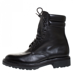 Saint Laurent Black Leather Lace Up Trekker Ankle Boots Size 43.5