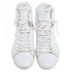 Saint Laurent Paris White Leather Court Classic High Top Sneakers Size 41