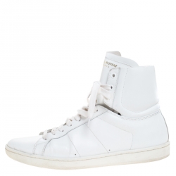 Saint Laurent Paris White Leather Court Classic High Top Sneakers Size 41
