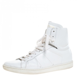 Saint Laurent Paris White Leather Court Classic High Top Sneakers Size 41