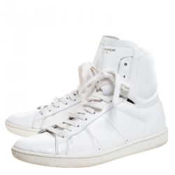 Saint Laurent Paris White Leather Court Classic High Top Sneakers Size 41