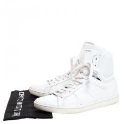 Saint Laurent Paris White Leather Court Classic High Top Sneakers Size 41