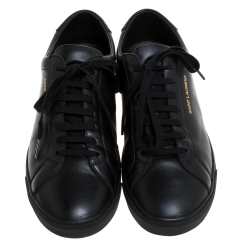 Saint Laurent Black Leather Andy Low Top Sneakers Size 43