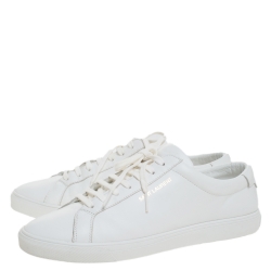 Saint Laurent White Leather Andy Low Top Sneakers Size 43
