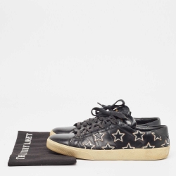 Pre Owned Saint Laurent Black Leather Court Classic Star Sneakers Size 41