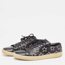 Pre Owned Saint Laurent Black Leather Court Classic Star Sneakers Size 41