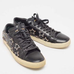 Pre Owned Saint Laurent Black Leather Court Classic Star Sneakers Size 41