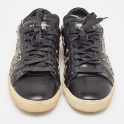 Pre Owned Saint Laurent Black Leather Court Classic Star Sneakers Size 41