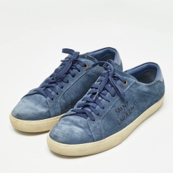 Pre Owned Saint Laurent Blue Suede Court Classic Sneakers Size 40