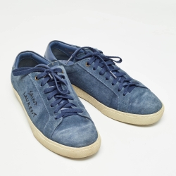 Pre Owned Saint Laurent Blue Suede Court Classic Sneakers Size 40
