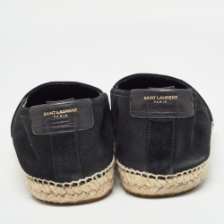 Saint Laurent Black Suede Cassandre Espadrilles Size 43