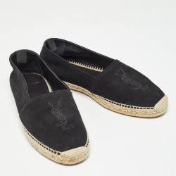 Saint Laurent Black Suede Cassandre Espadrilles Size 43