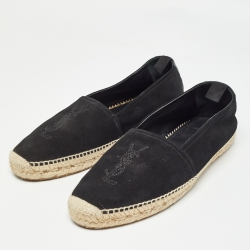 Saint Laurent Black Suede Cassandre Espadrilles Size 43