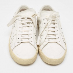 Pre Owned Saint Laurent White Leather Court Classic California Star Sneakers Size 43.5