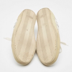 Pre Owned Saint Laurent White Leather Court Classic California Star Sneakers Size 43.5