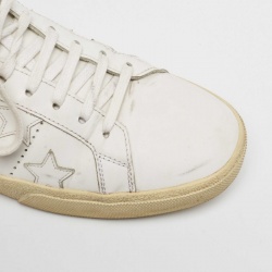 Pre Owned Saint Laurent White Leather Court Classic California Star Sneakers Size 43.5