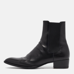Pre Owned Saint Laurent Black Leather Finn Chelsea Boots Size 43