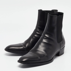 Pre Owned Saint Laurent Black Leather Finn Chelsea Boots Size 43