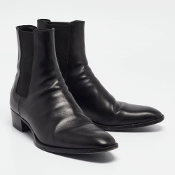 Pre Owned Saint Laurent Black Leather Finn Chelsea Boots Size 43