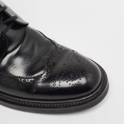 Saint Laurent Black Brogue Leather Ankle Boots Size 44