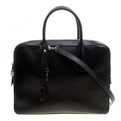 Saint Laurent Black Leather Museum Briefcase