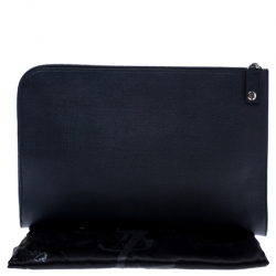 Pre Owned Saint Laurent Paris Navy Blue Leather Documents Portfolio Case           