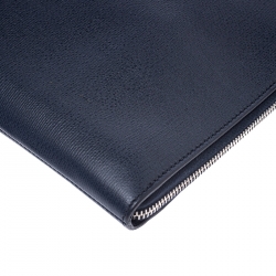 Pre Owned Saint Laurent Paris Navy Blue Leather Documents Portfolio Case           