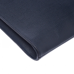 Pre Owned Saint Laurent Paris Navy Blue Leather Documents Portfolio Case           