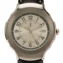 Saint Laurent Paris Silver Stainless Steel Classic Men's Wristwatch 36MM
