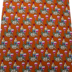 Pre Owned Salvatore Ferragamo Orange Wine Bottle and Glass Printed Silk Tie 