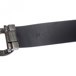 Pre Owned Salvatore Ferragamo Black Leather Gancini Belt 115 cm