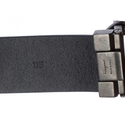 Pre Owned Salvatore Ferragamo Black Leather Gancini Belt 115cm