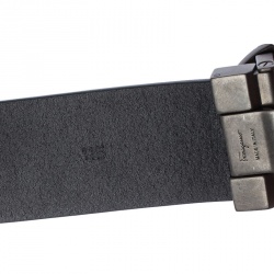 Pre Owned Salvatore Ferragamo Black Leather Gancini Belt 115cm