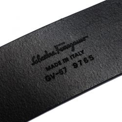 Pre Owned Salvatore Ferragamo Black Leather Gancini Belt 105CM
