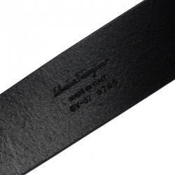 Pre Owned Salvatore Ferragamo Black Leather Gancini Belt 105CM