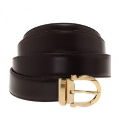 مملوكة مسبقًا Salvatore Ferragamo Brown Leather Reversible Belt 100CM