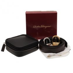 مملوكة مسبقًا Salvatore Ferragamo Brown Leather Reversible Belt 100CM