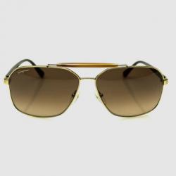 Pre Owned Salvatore Ferragamo Shiny Gold SF107S Mens Sunglasses 