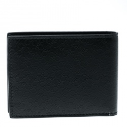 Pre Owned Salvatore Ferragamo Black Leather Logo Embossed Bifold Wallet