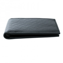 Pre Owned Salvatore Ferragamo Black Leather Logo Embossed Bifold Wallet