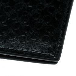 Pre Owned Salvatore Ferragamo Black Leather Logo Embossed Bifold Wallet