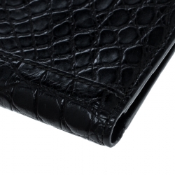 Salvatore Ferragamo Black Croc Bi-fold Wallet 