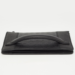 Pre Owned Salvatore Ferragamo Black Embossed Leather Firenze Gamma Clutch