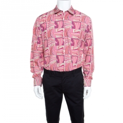 Pre Owned Salvatore Ferragamo Pink Sailboat Printed Cotton Long Sleeve Shirt XL
