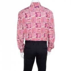 Pre Owned Salvatore Ferragamo Pink Sailboat Printed Cotton Long Sleeve Shirt XL