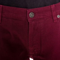 Pre Owned Salvatore Ferragamo Burgundy Washed Denim Straight Fit Jeans XL