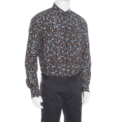 Pre Owned Salvatore Ferragamo Multicolor Cactus Printed Cotton Long Sleeve Shirt XL