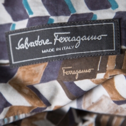 Salvatore Ferragamo Brown Abstract Chevron Printed Button Front Shirt L